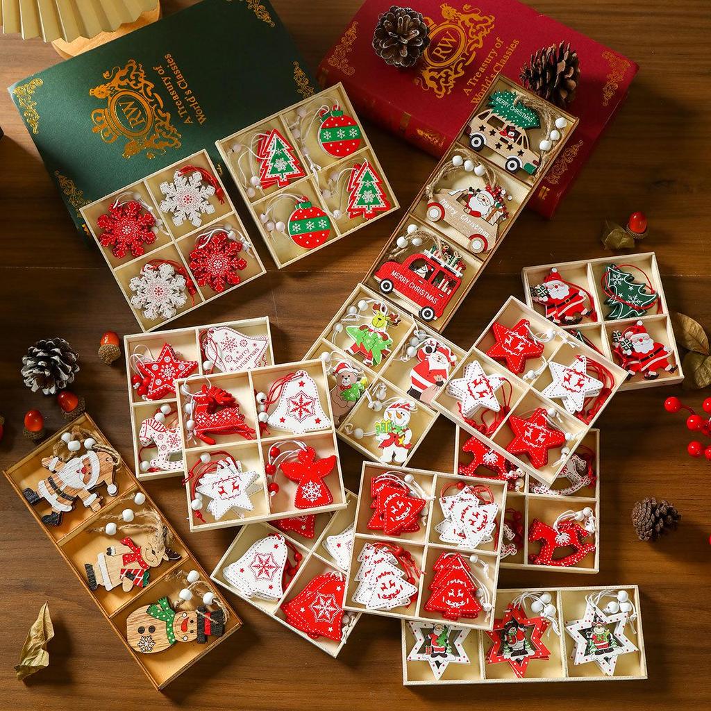 Prachtige Houten Kerstversieringen Doos: Kerstboomversieringen & Kleine Cadeautjes
