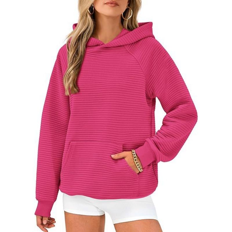 2025 Fashion Striped Loose Long Sleeved Hooded Sweater Women Autumn and Winter Casual Simple Office Sweatshirt Hoodie Elegant Loose Women's Clothing