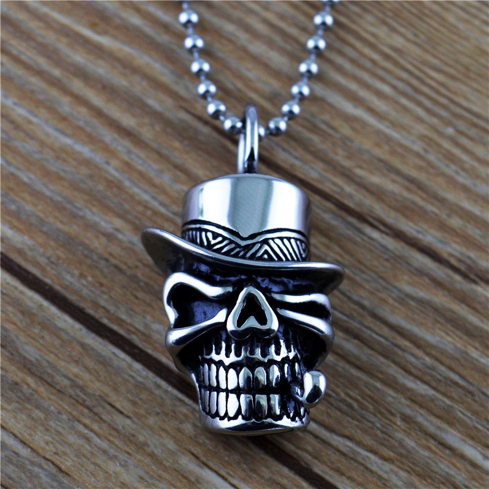 

Punk Hip Hop Nightclub Skull Pendant Necklace for Men Stainless Steel Gothic Cowboy Skull Biker Necklace Fashion Jewelry Gift