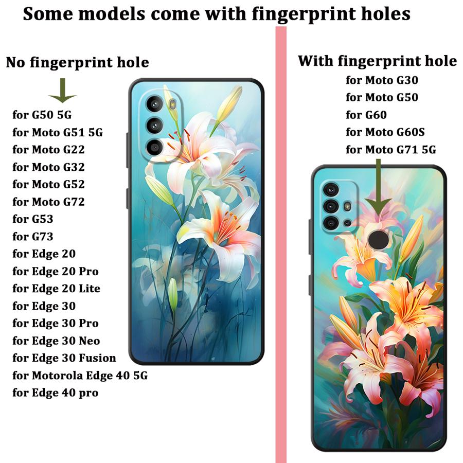 Case for Motorola Moto G50 G53 G30 G60s G51 G73 G52 Edge 20 Pro 30 Lite G71 G32 G22 Edge40 Phone Cover Simple Flower