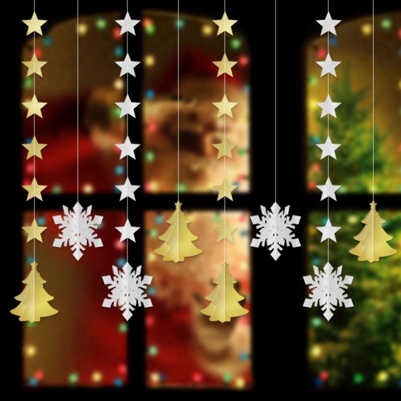 8Pcs Easy to Hang Christmas Tree Ornaments Gold Silver Snowflake Star Decor for Xmas Party Home Winter Holiday Decorations