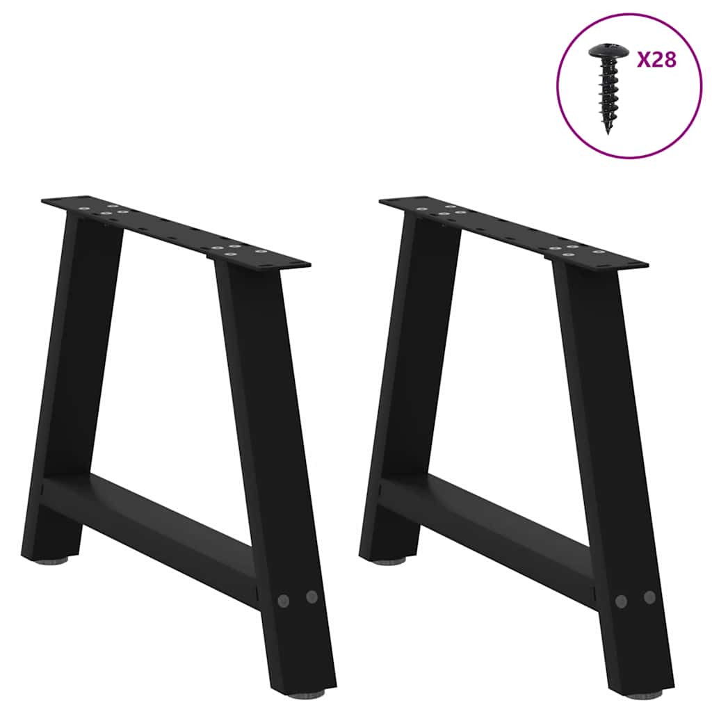 Vidaxl Coffee Table Legs, 2 Pcs, Black, 60X(42-43) Cm, Steel