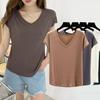 Women Summer Solid V Neck Basic T-Shirt Modal Loose Tee Tops Casual Undershirt