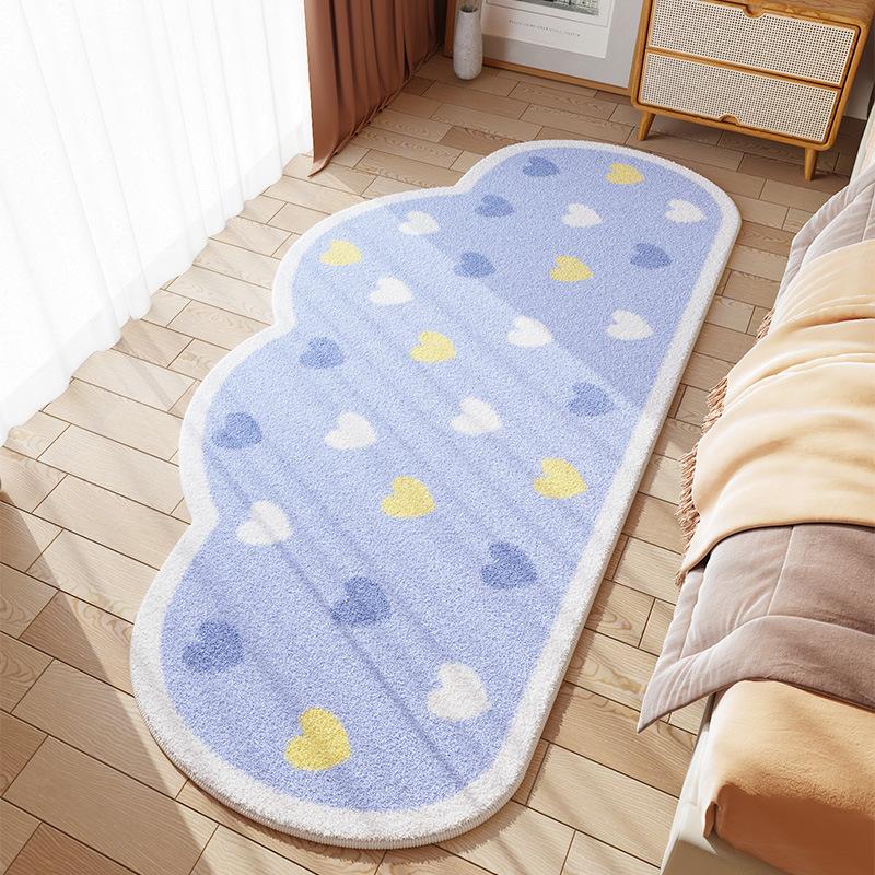 Cute Home Cartoon Imitation Cashmere Carpet Children's Room Bedroom Bed Blanket Maiden Heart Cloud Printed Floor Mat