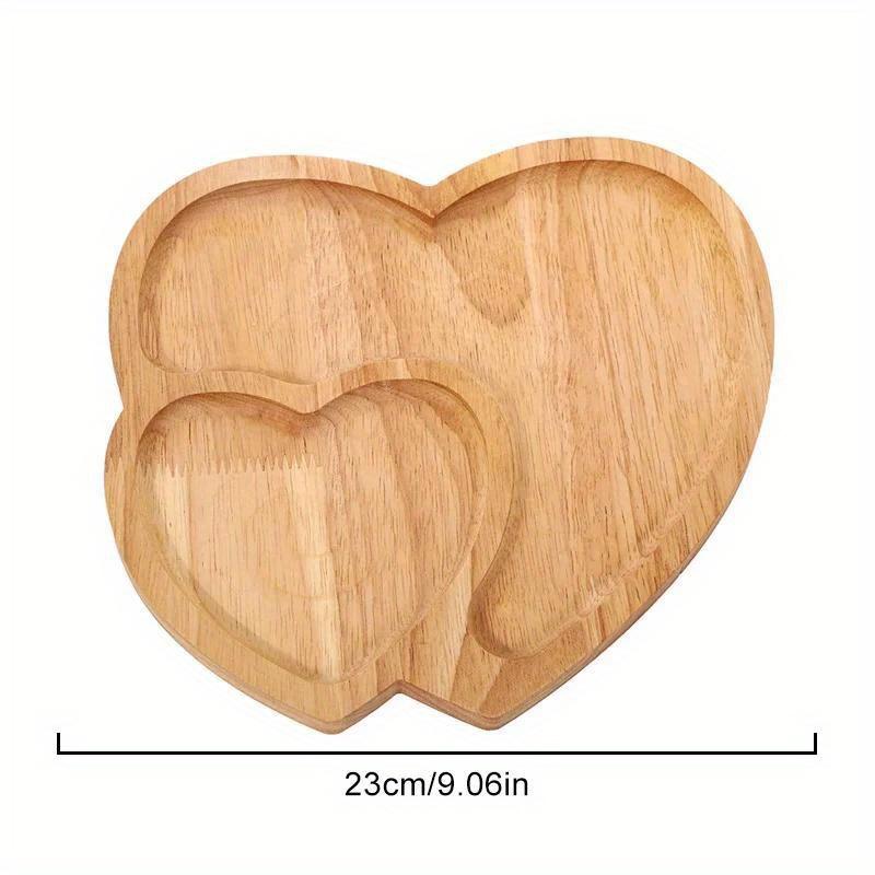 1PC Wood Double Heart Shape Snack Fruit Dry Fruit Plate Handmade Sushi Tea Tray Candy Dessert Tray Home Decor