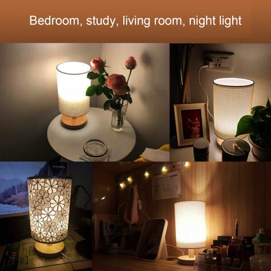 Table Lamp USB Charging Energy-efficient Eye-protective Dimmable Nightstand Lamp with Round Base for Home