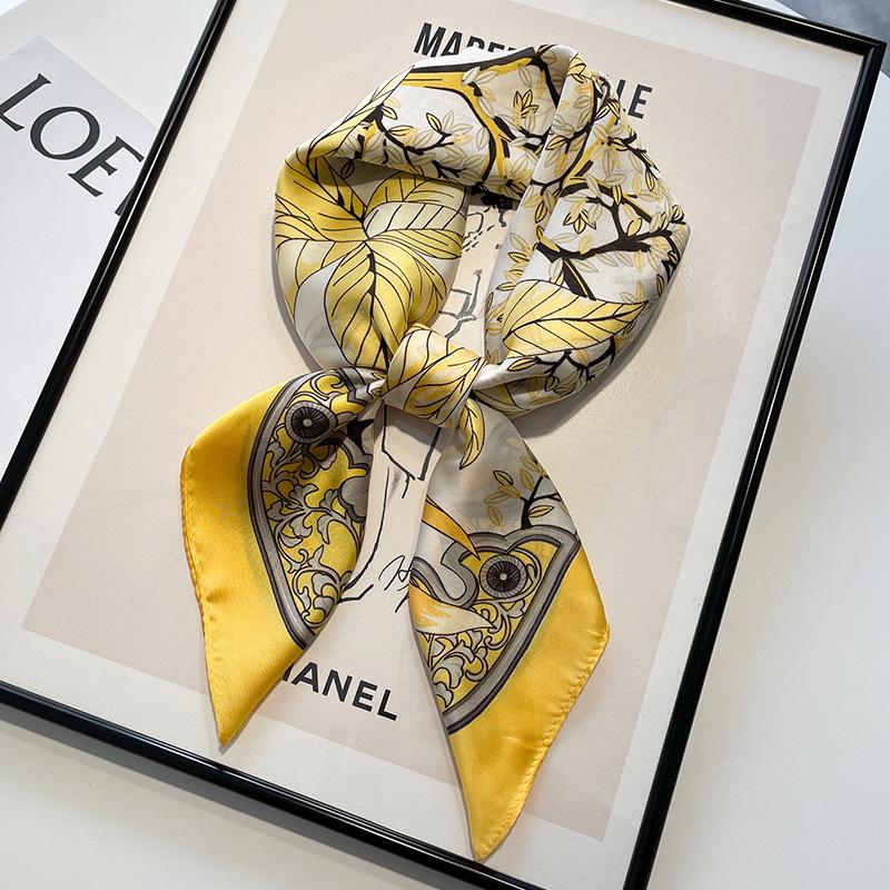 Women's 70x70 Oil Painting Square Scarf - Floral Design, Elegant Neck Accessory for All Seasons