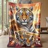 Tiger Family Sunset 1 Theme blanket Lightweight Warm Flannel Blanket Decorative Throw Blanket for Home Decoration