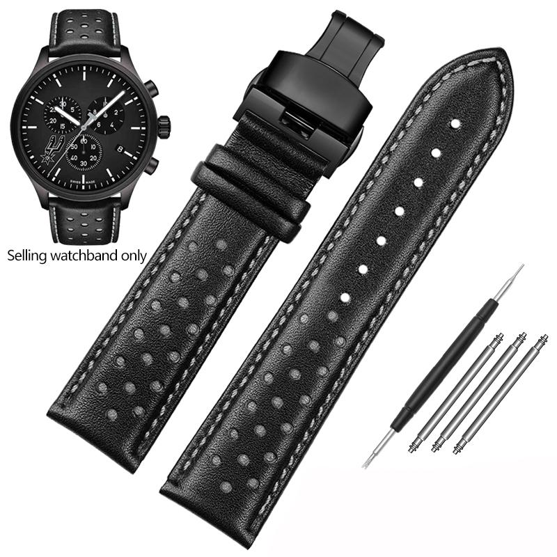 New Genuine Leather Watchband for Tissot 1853 Special T116 Strap T116617 Warriors Knights Lakers Band Heuer Men's 22mm Bracelet
