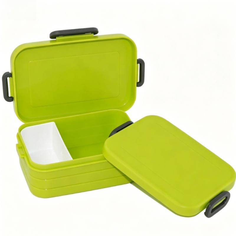 

PP Food Grade Lunch Box 9700 Student Meal Container 2-Side Lock Huamei Plastic Eco-Friendly Gift 920ml зелений