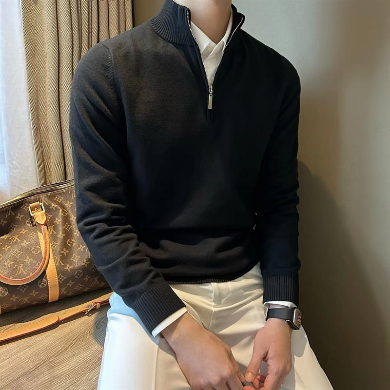 Sweater Long Sleeve Half Turtleneck Zipper Bottoming Men's Pullover Autumn Winter Versatile