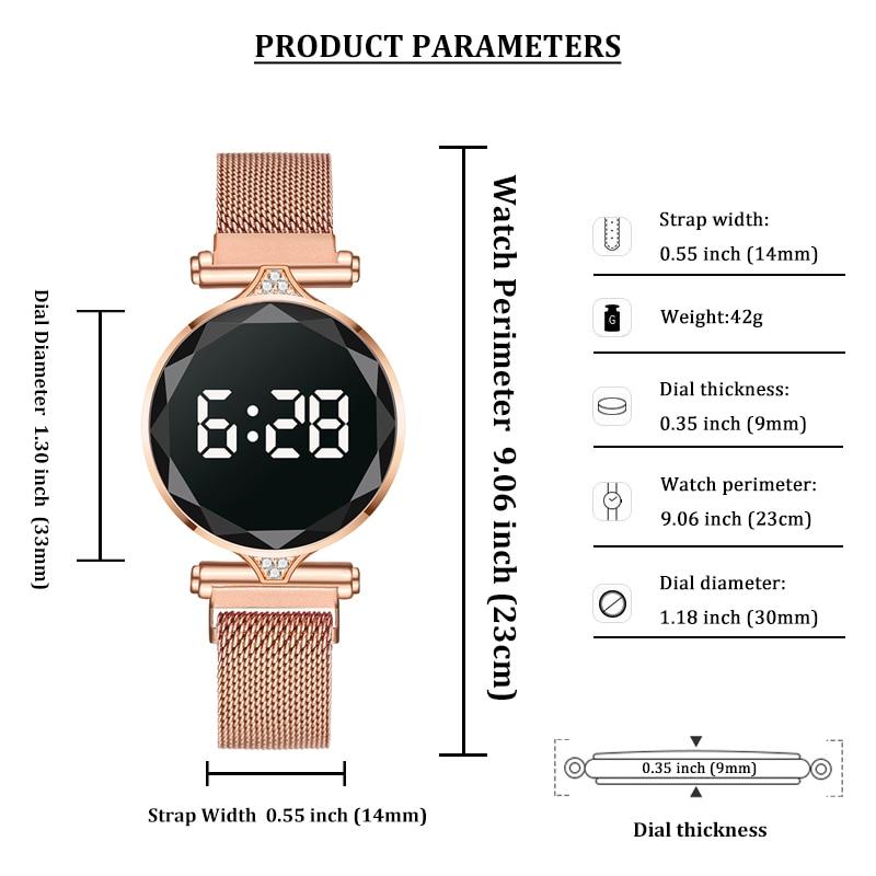 Luxury LED Watch Women Magnetic Bracelet Watches Rose Gold Digital Dress Quartz Women's Watches Ladies Clock Relogio Feminino