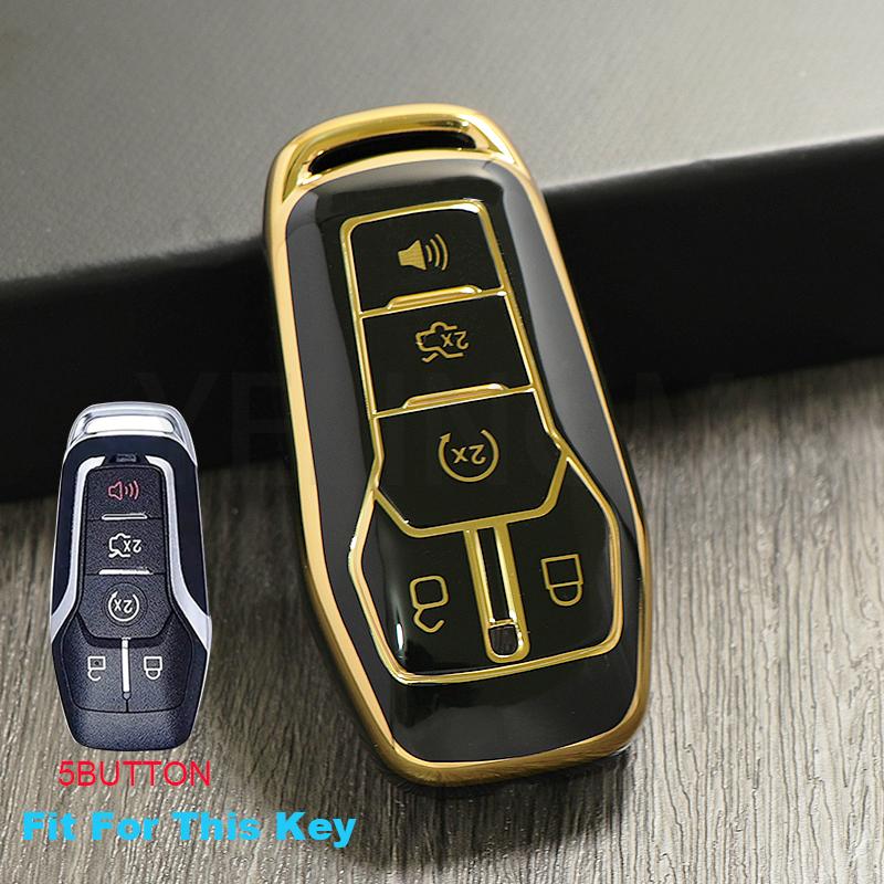 5 Buttons TPU Car Remote Key Case For Ford Fusion F-150 Edge Explorer Mustang Lincoln MKZ MKC Platinum 2016 F150 Lariat  Cover
