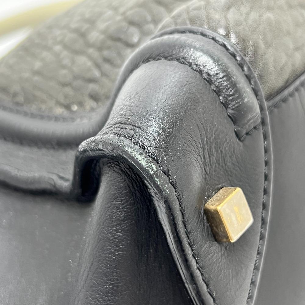 CELINE Luggage medium Bag Hand Bag Tote Bag Leather Black/gray