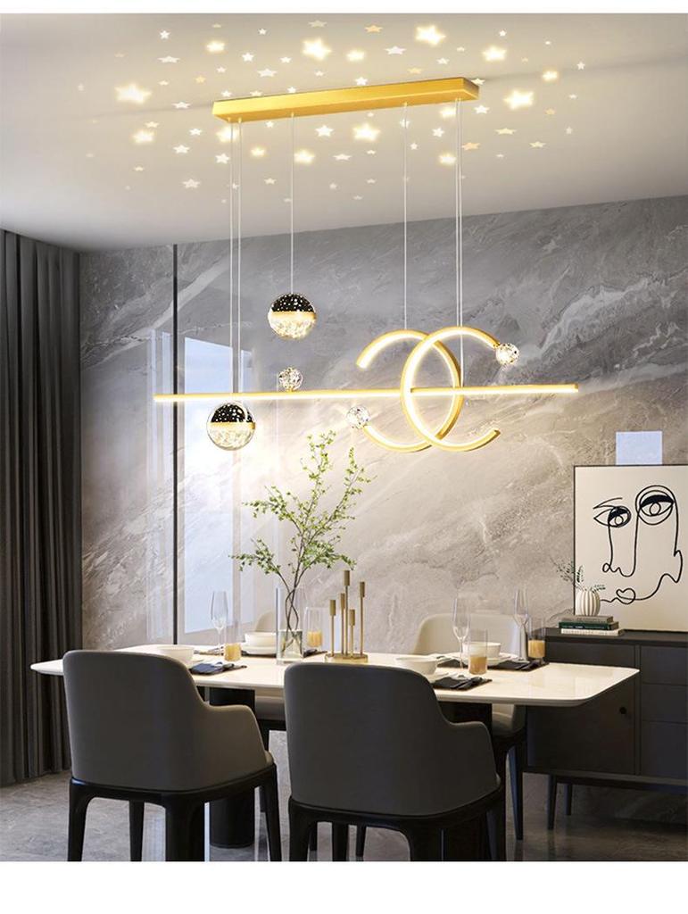 Minimalist LED Pendant Light for Restaurants & Dining - Modern Starry Sky Moon & Star Design