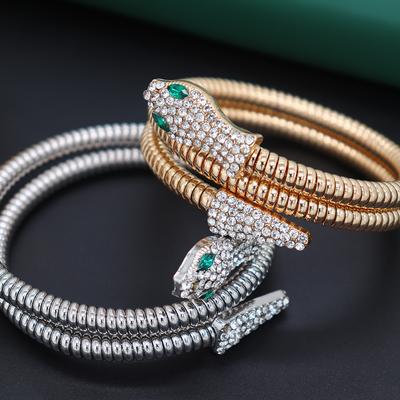 Bracelet serpent ouvert incrusté de diamants en alliage rétro froid de niche de produit pour femme