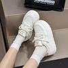 Internet celebrity Korean white shoes women's 2025 summer new round head platform versatile lace-up niche casual sports shoes