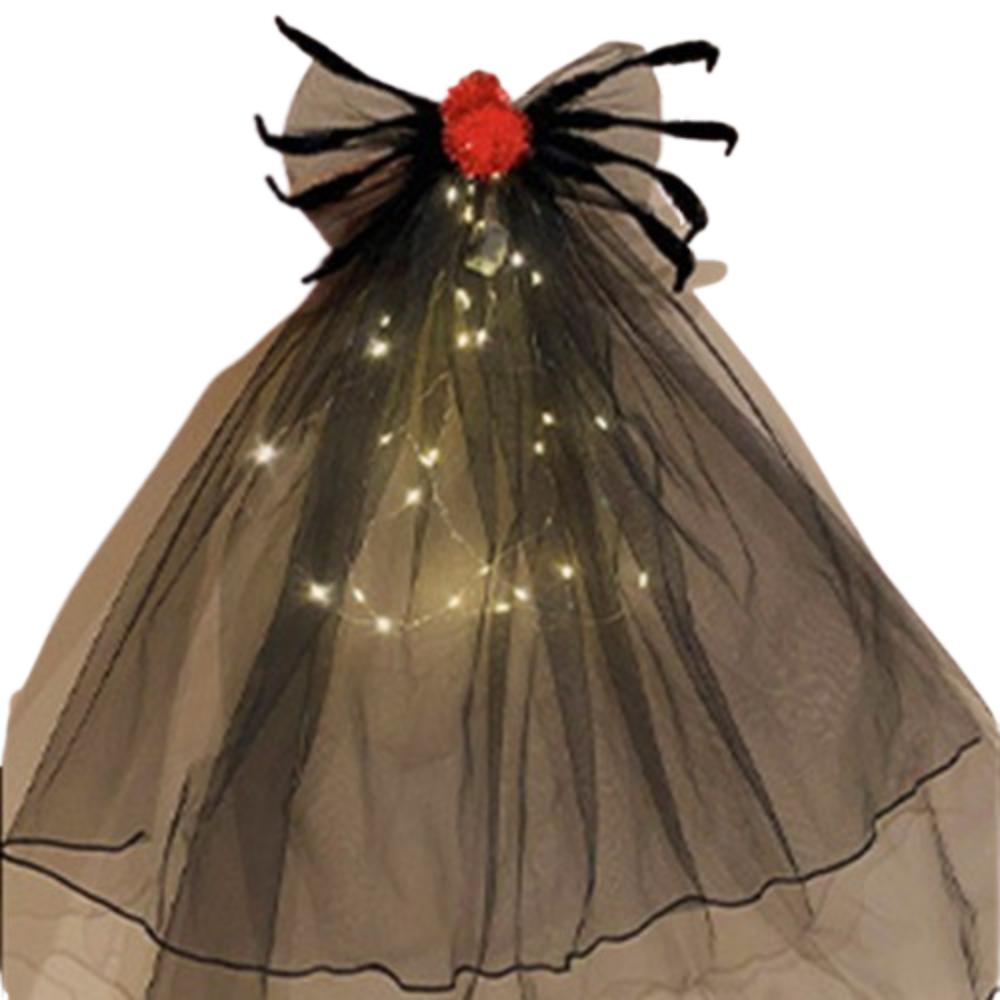 

Креативная Хэллоуинская повязка на голову с вуалью, кружевная вуаль, обруч для волос с розой, черная сетчатая вуаль, декор на Хэллоуин Spider Veil