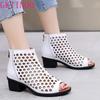 Fashion GKTINOO 2025 Summer Boots Women Sandals Genuine Leather High Heels Platform Hollow Peep Toe Female Ladies Shoes Zapatos De Mujer