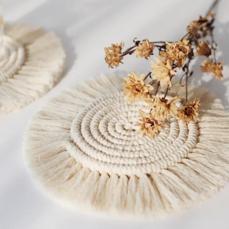 Cotton Braid Cup Coaster Coffee Coasters Tea Coaster Coasters for Glasses Coaster Set Sublimation Blanks Coffee Tables Decor