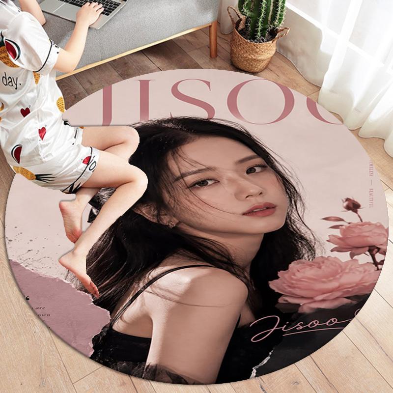 Blackpink runder Teppich, Teppich für Wohnzimmer, Schlafzimmer, Sofa, Spielzimmer-Dekor, rutschfeste Fußmatte
