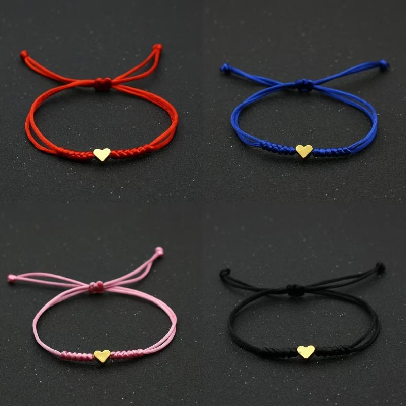 Braccialetto Cuore Regolabile alla Moda - Corda Rossa Fatta a Mano, per Coppie Decorazione Casual