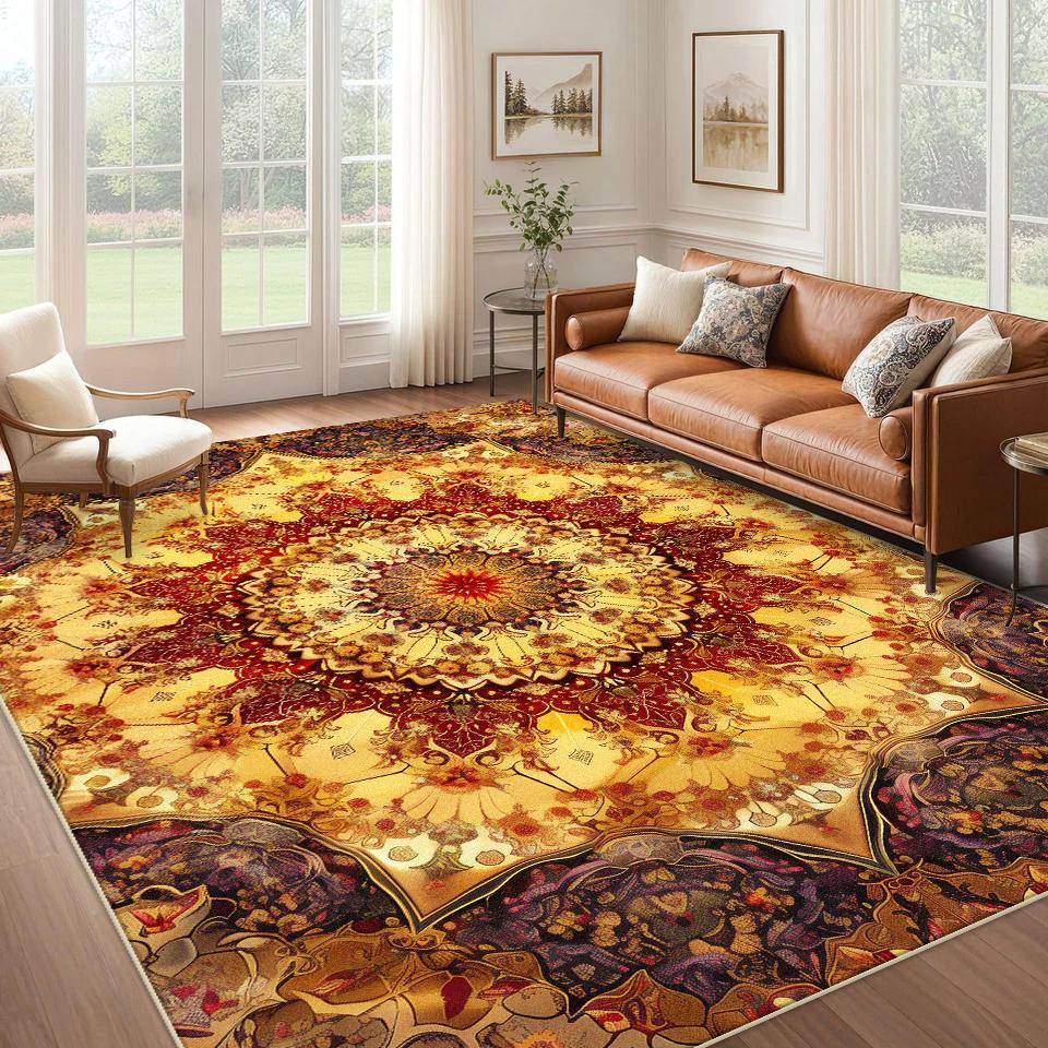 Persian Retro Large Carpets for Living Room Decoration Home Rug Boho Non-slip Bedroom Lounge Rugs Customize Coffee Tables Mat