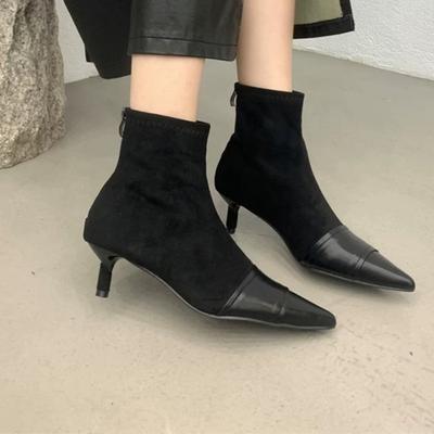 Stivaletti alla Caviglia da Donna Sexy a Punta in Camoscio Scarpe Stiletto Marca 2025 Nuovo Elegante Abito Stivali da Donna Tendenza Décolleté da Festa Botas Mujer