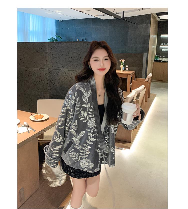 Japanese-Chinese Fusion Sparkling Printed Jacket - Autumn Luxury Long-Sleeved Trend