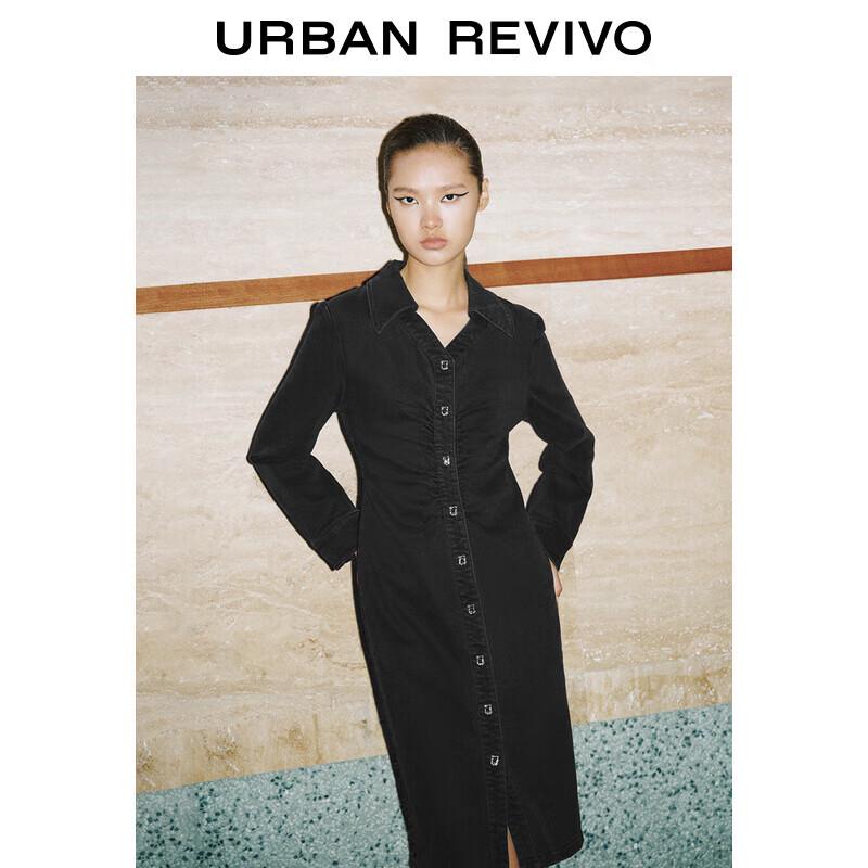 

UR Women s Retro Pleated Denim Midi Dress S