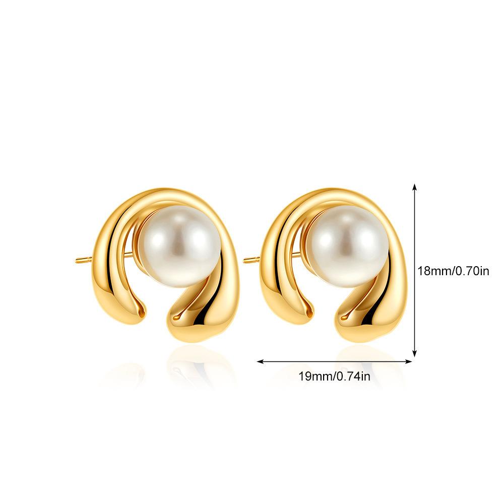 

Hot Sale Women s Earrings Geometric Metal Circles Pearl Set Design Stud Earrings Versatile Fashion Earrings Women