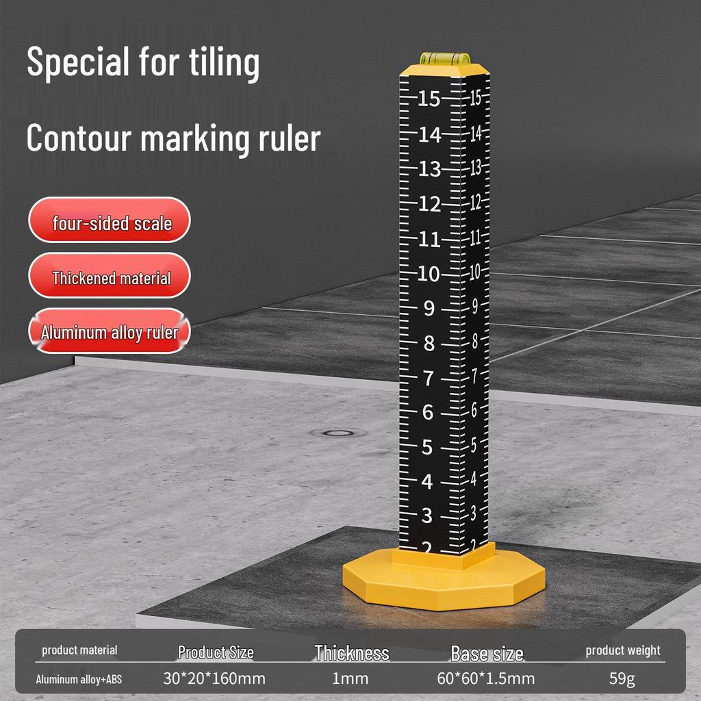 Tiler's Contour Level Ruler: Tile Height Positioning & Level Difference Indicator