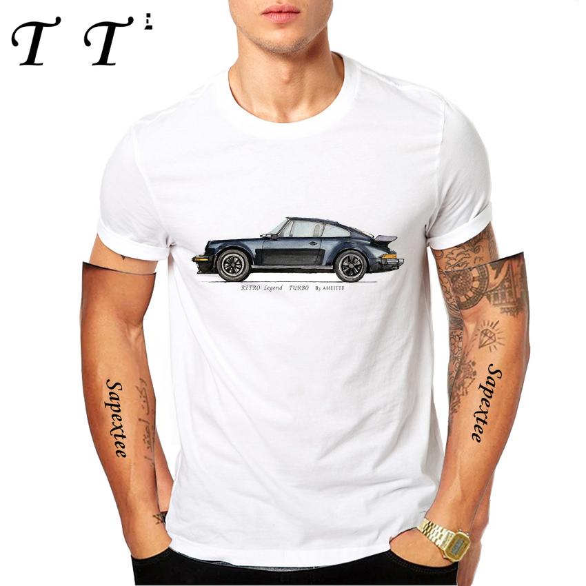 New Summer Men Short Sleeve Retro Turbo RWB 993 T-Shirt Hip Hop Casual Tops Vintage Harajuku Sport Car Fashion White Tees