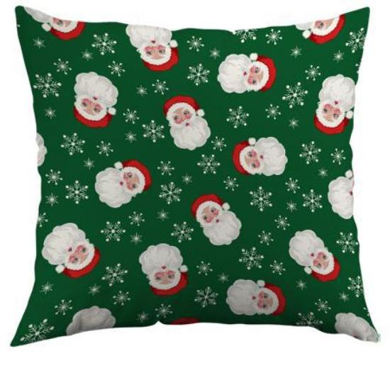 

Green Christmas Wreath Pillow Cover Snowflake Print Polyester Sofa Cushion Cover Living Room Decorative Cushion 45*45cm