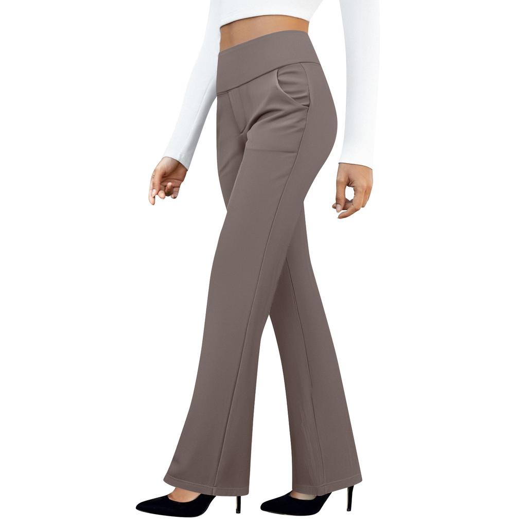 Dame Yoga Bukser Casual Bukser Slacks Med Lommer Høy Midje
