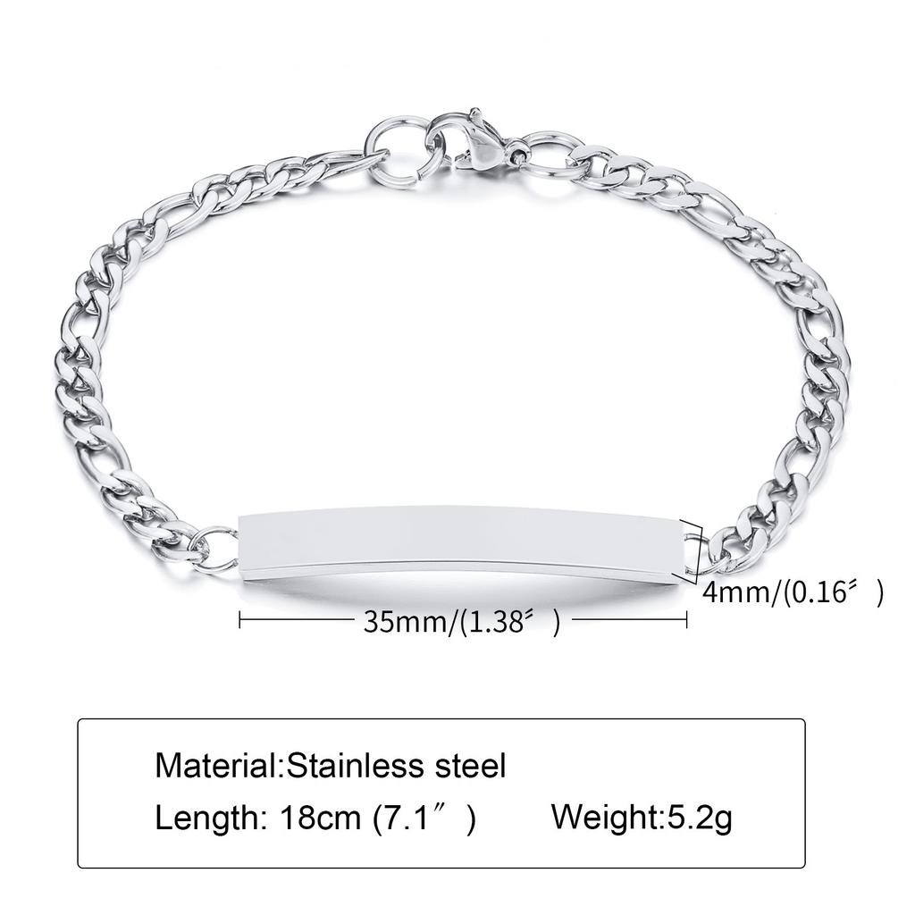 Personalized Bracelet Customizable Non Allergy Stainless Steel Bracelet for Men Women Free Engrave Name/letter/logo Custom Gifts