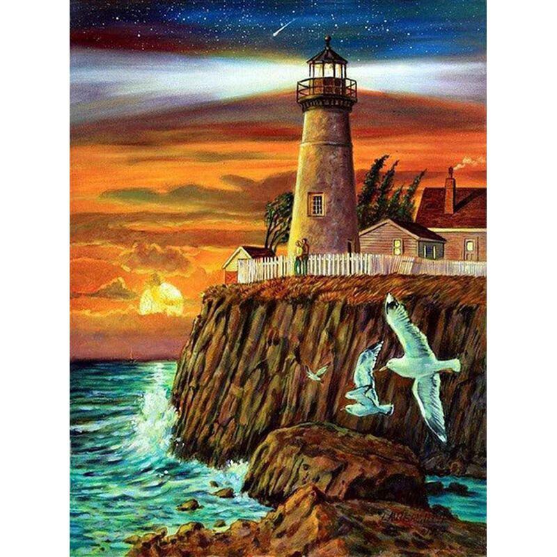 Pintura de diamante 5D DIY, punto de cruz de paisaje, mosaico de diamantes, Kit de bordado de paisaje, decoración redonda completa para el hogar