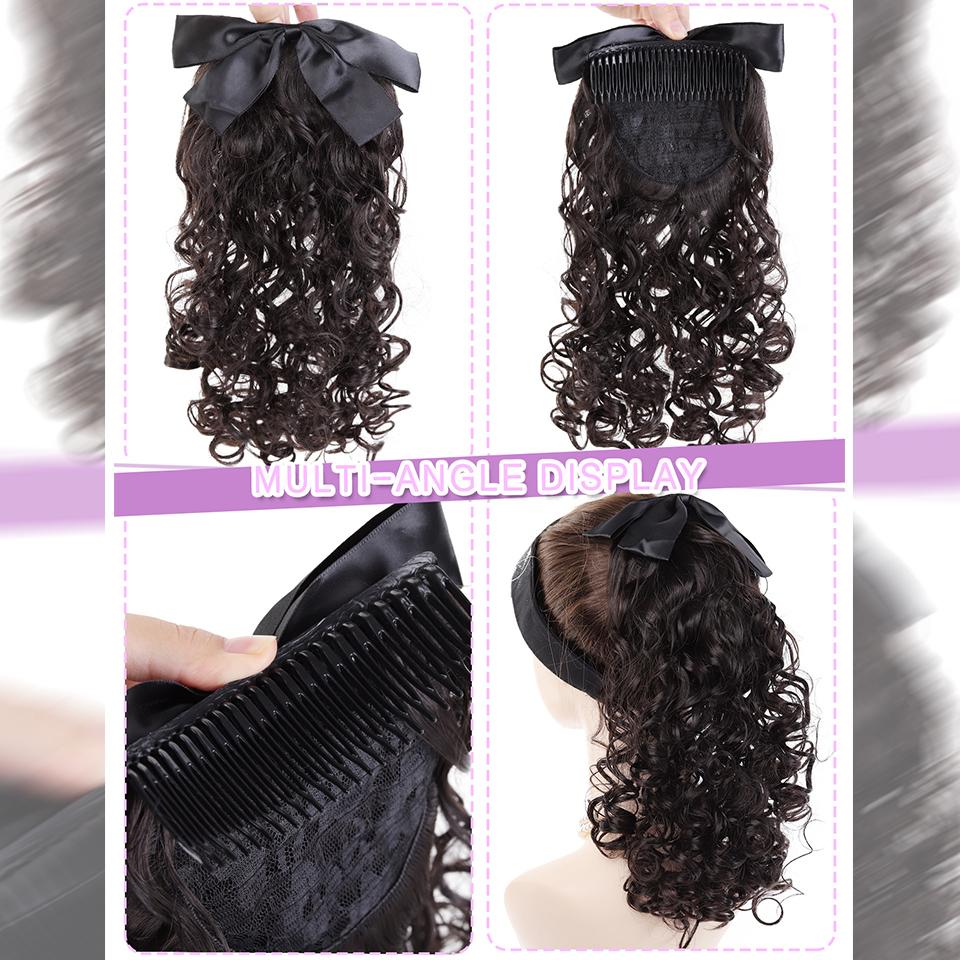 Retro Bow Comb Style Synthetic Wavy Curly Ponytail Wig Is Suitable for Novice Women To Wear At Daily Holiday Parties and Dances