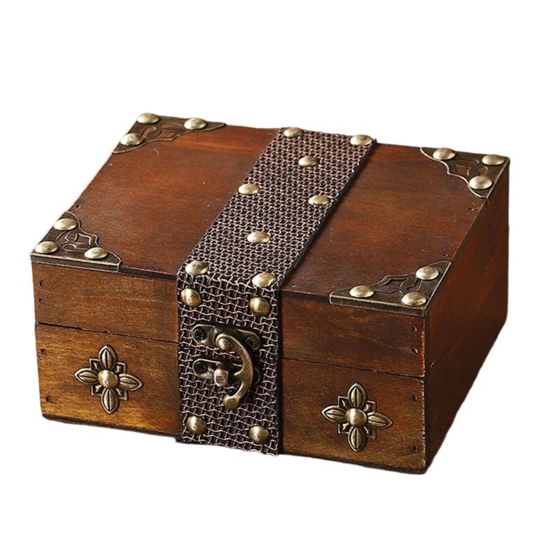 

Decorative Unique Wooden Desktop Organiser Storage Box Belt Design For Jewelry Craft Supplies Decoration коричневый/кокосовый