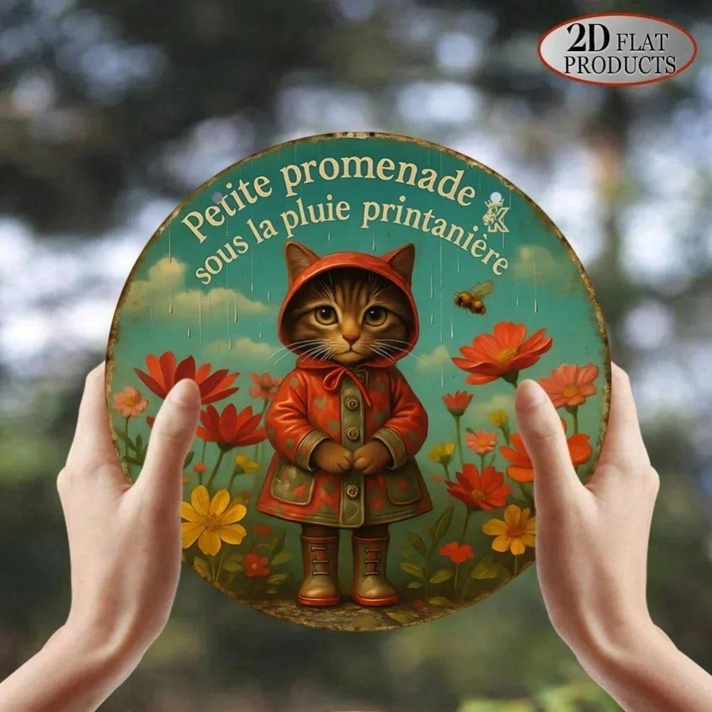 Retro Tin Sign Garden Cat Wall Art Home Decor