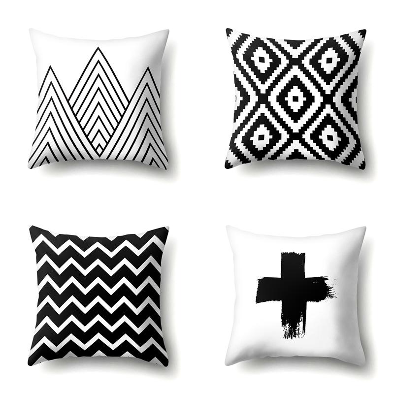 Polyester Pillow Case Geometric Decoration Home Petal Strip Printed Cushion Cover Bedside Cushion Cover Waist Cushion Cover