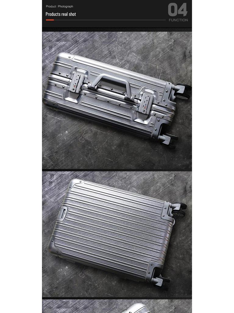 20-Inch Aluminum-Magnesium Alloy Carry-On Suitcase with Password Lock and Metal Frame