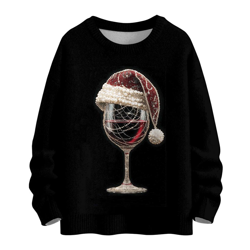 Women's Casual Long Sleeve Woolen Christmas Sweatshirt Fall  Vacation Long Sleeve Pullover