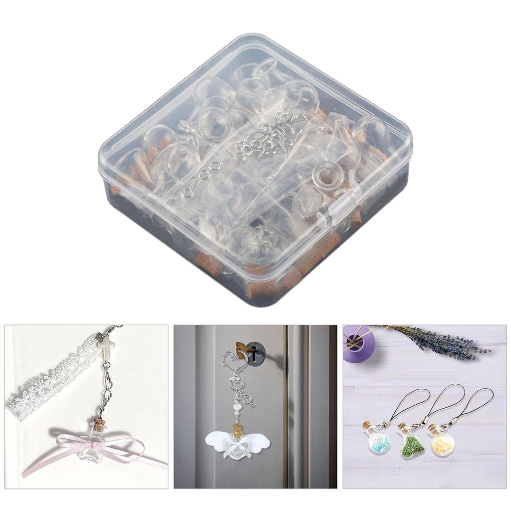 Set of 30 Different Designs Glass Bottle Ornament with Cork Stoppers and Nail Hooks for Crafting and Decoration
