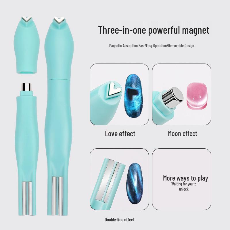 Heart Cat Eye Magnetic Snake Print Nail Art Tool - 3-in-1 Detachable Magnet