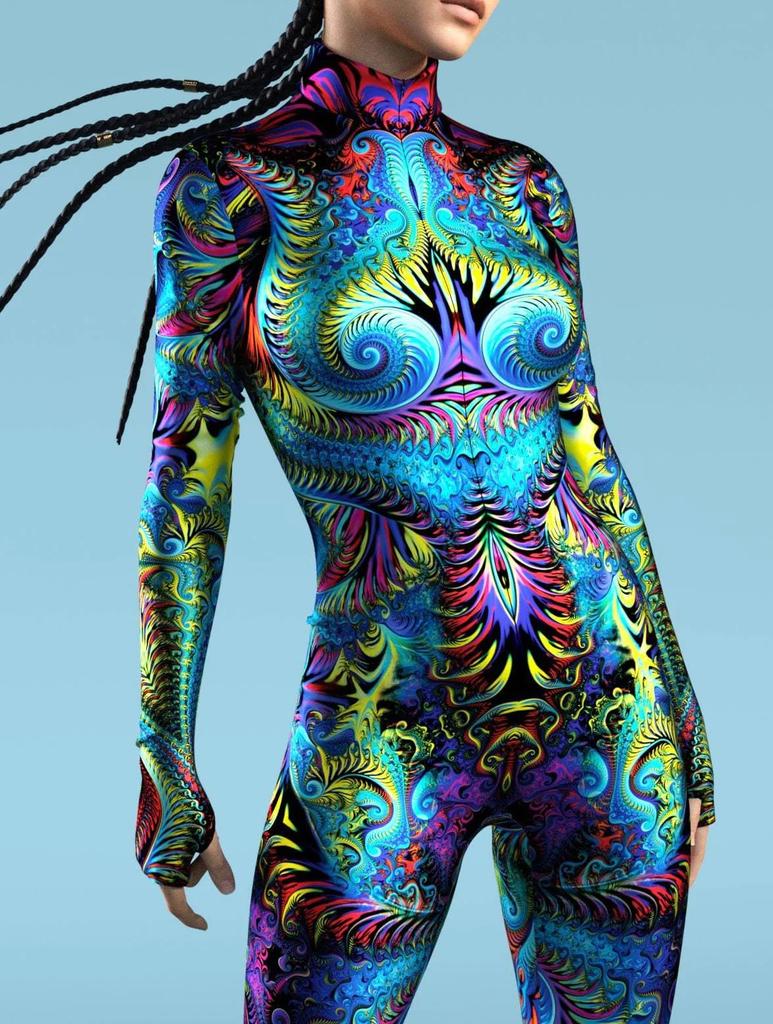 Mehrfarbiger Druck Feier Party Damen Kinder Regenbogen Sexy Skinny Jumpsuit Tragen Onesie Cosplay Kostüm Elastische Bodysuits Strampler