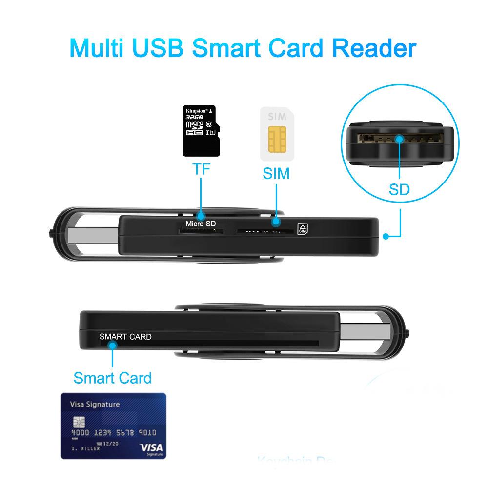 USB 2.0 All-in-One Smart Card Reader: SIM, SD, TF, ID, IC Cards