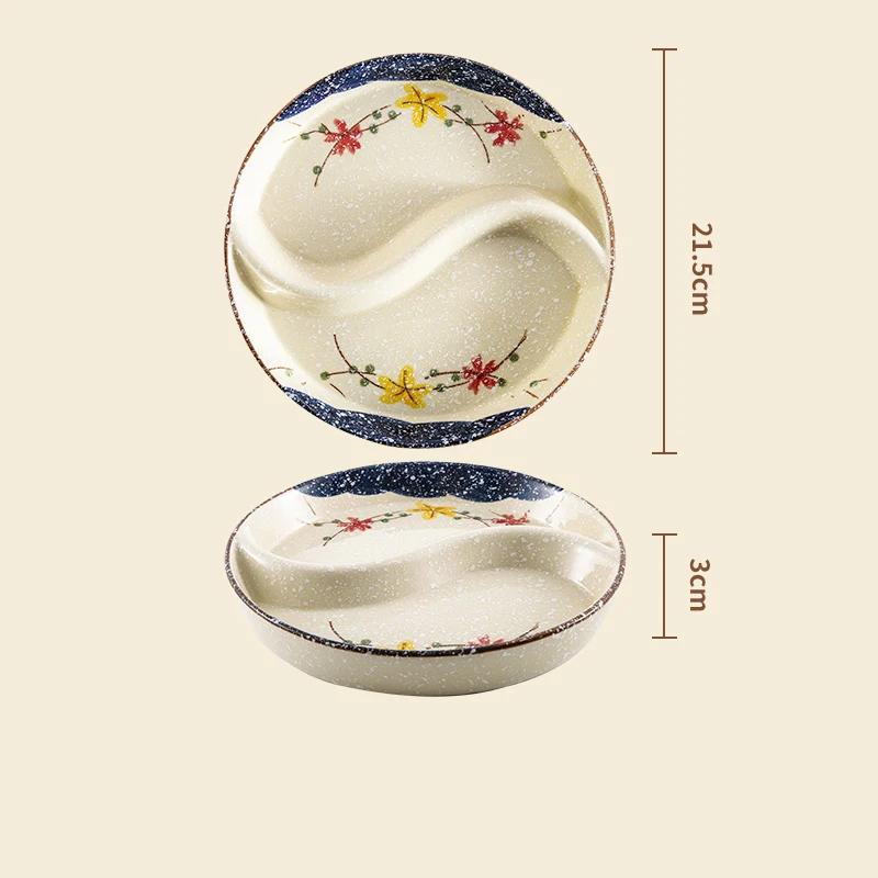 Retro Creative Ceramic Plates Modern Style Circular Cooking Plate Snack Fruits Plate Unique Exquisite Party Household Tableware