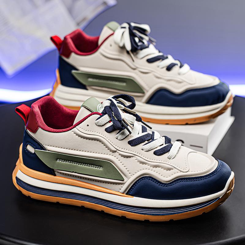 

Men s Spring 2025 Breathable Casual Sneakers - Non-Slip Soft Sole, White Trendy Dad Shoes 42