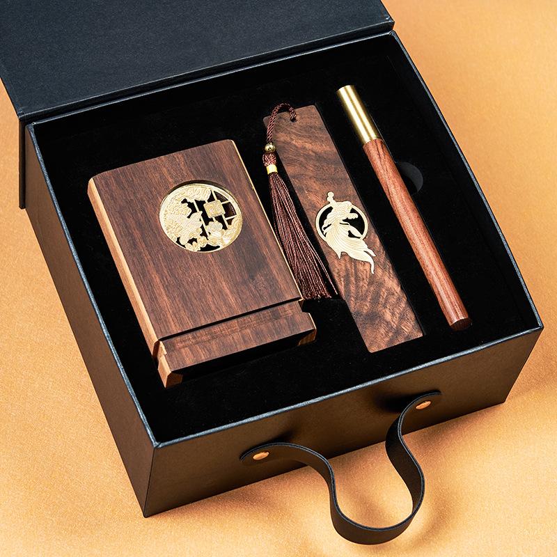 Solid Wood Pen Holder Gift Box, Retro Chinese Style Desktop Organizer